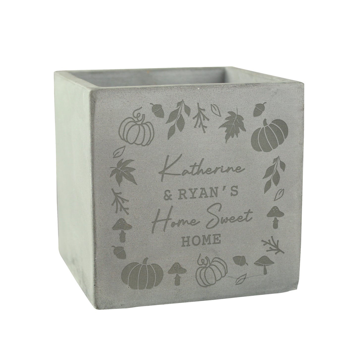 Personalised Pumpkin Concrete Plant Pot – Autumn Indoor Planter Seasonal Gift - image 4