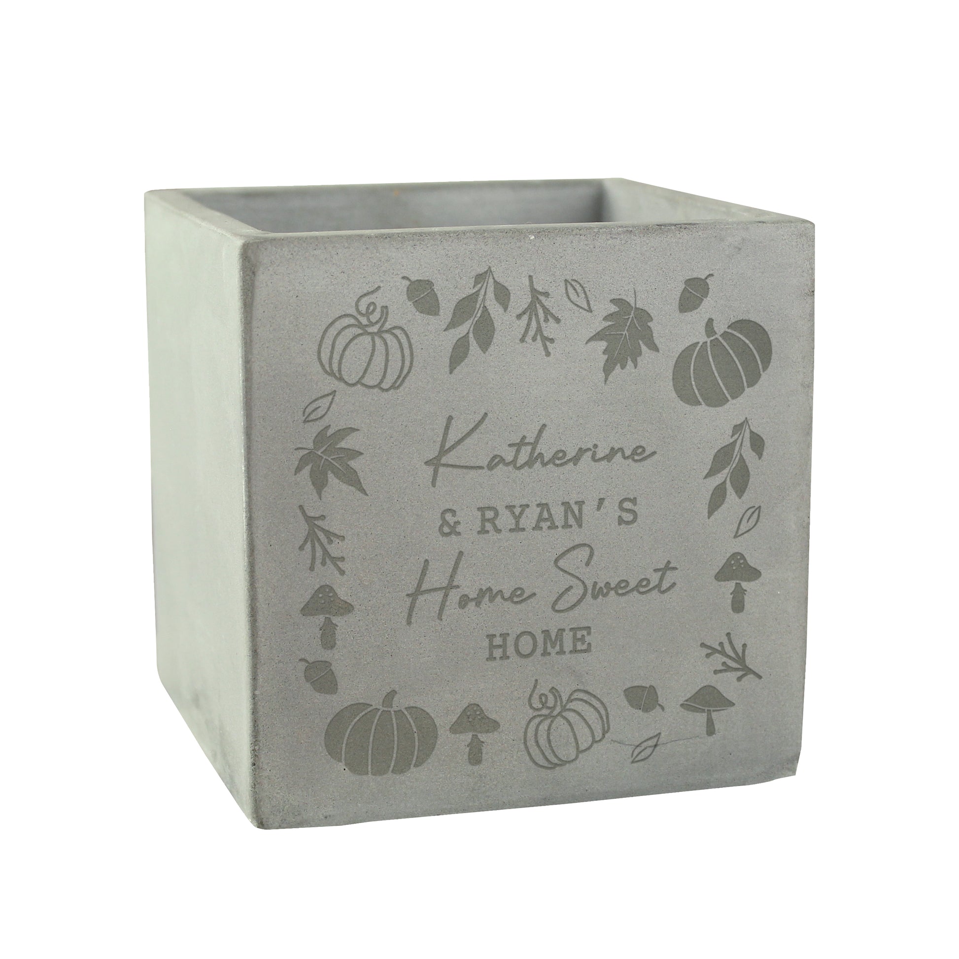 Personalised Pumpkin Concrete Plant Pot – Autumn Indoor Planter Seasonal Gift - image 4