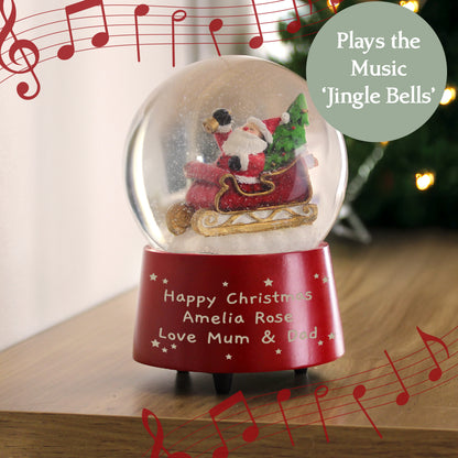 Personalised Message Musical Santa Snow Globe – Christmas Keepsake Gift - image 3