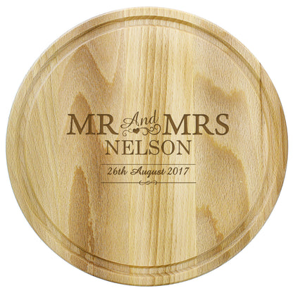 Personalised Mr & Mrs Round Chopping Board - image 2