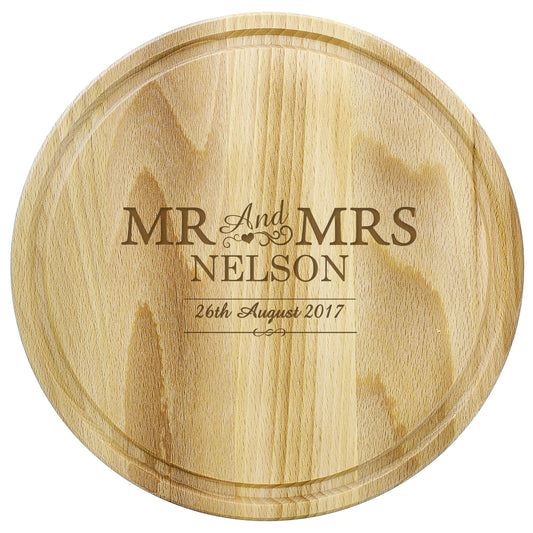 Personalised Mr & Mrs Round Chopping Board - image 2