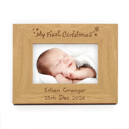 Personalised Oak Finish 6x4 My First Christmas Photo Frame - image 2