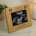 Personalised Oak Finish 6x4 Landscape Baby Footprints Photo Frame from Heartfelt Gifts