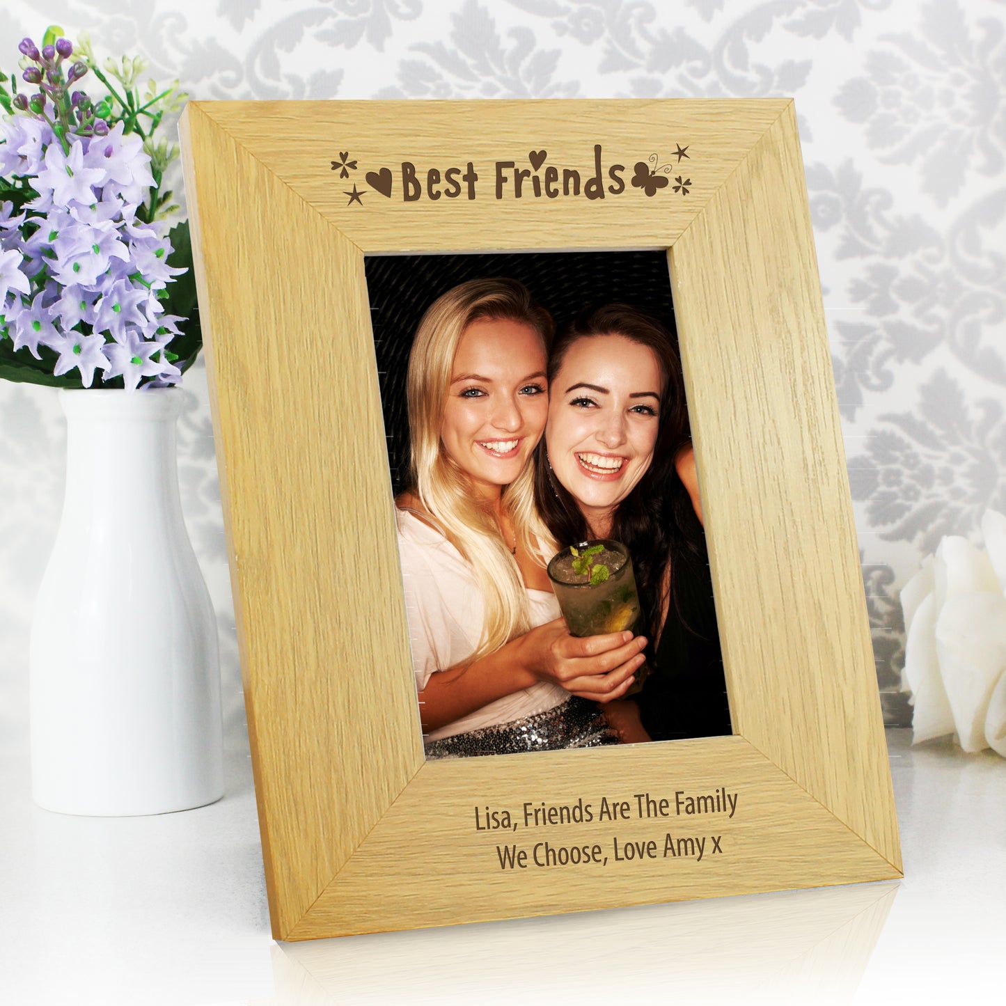 Personalised Oak Finish 6x4 Best Friends Photo Frame from Heartfelt Gifts
