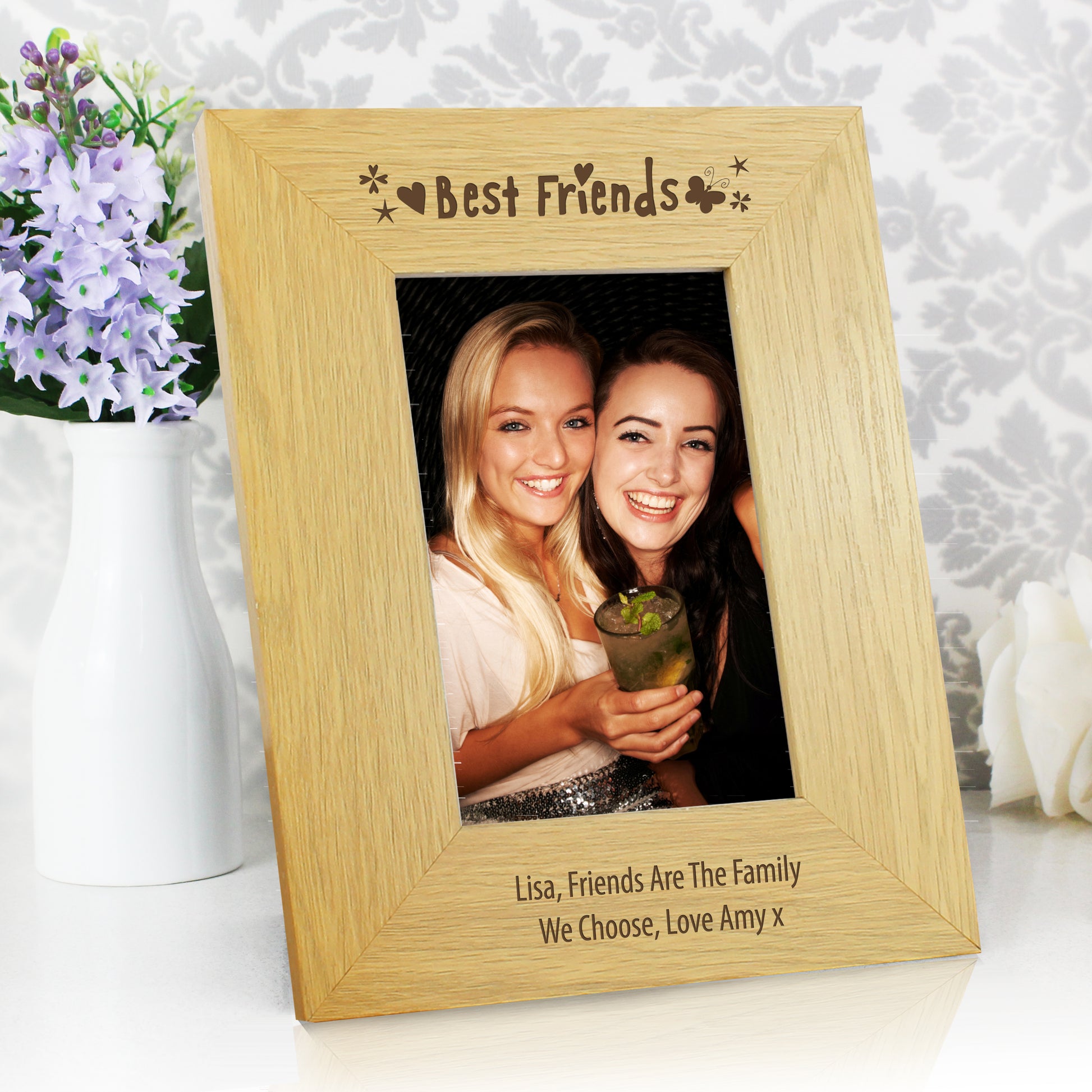 Personalised Oak Finish 6x4 Best Friends Photo Frame from Heartfelt Gifts