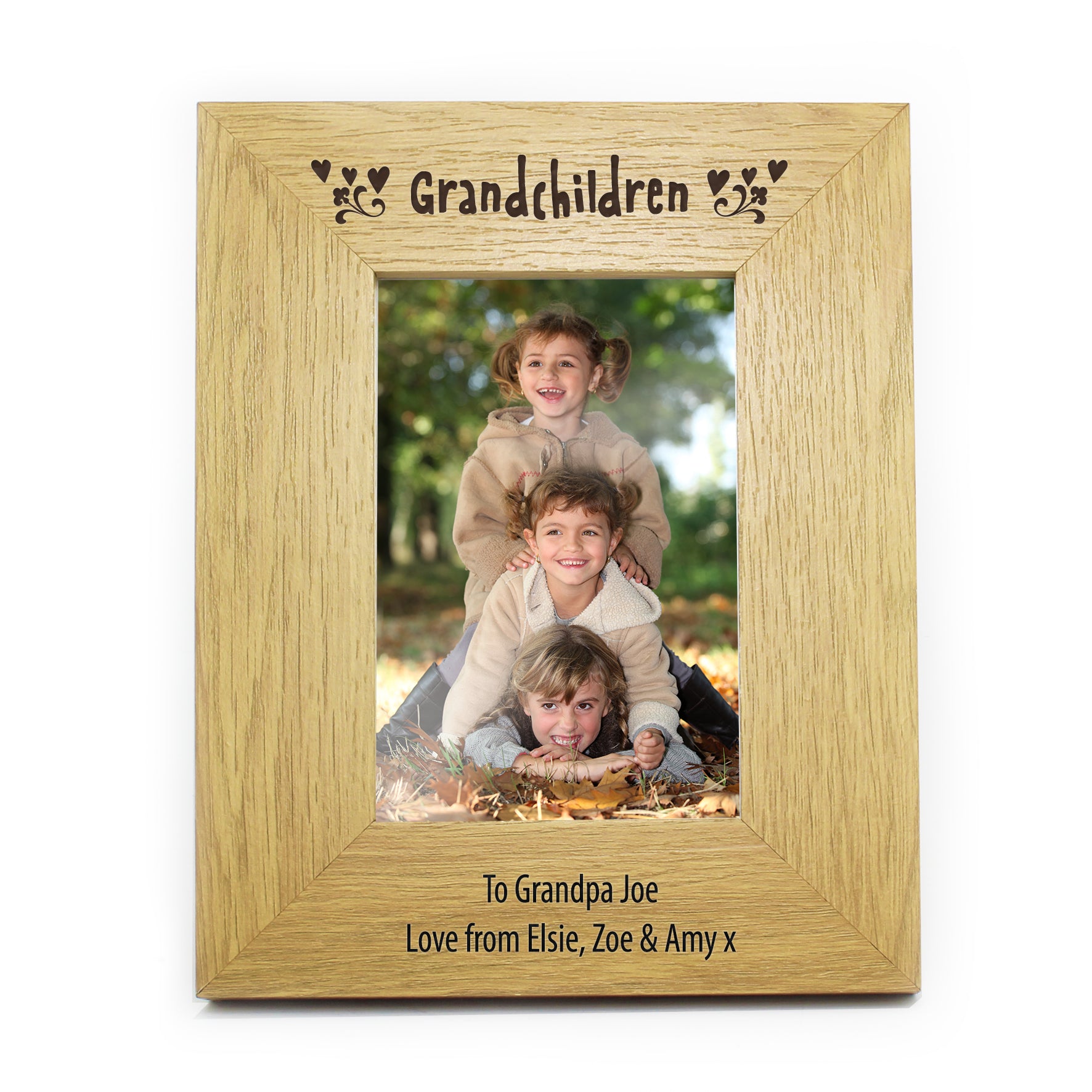Personalised Oak Finish 6x4 Grandchildren Photo Frame - image 2