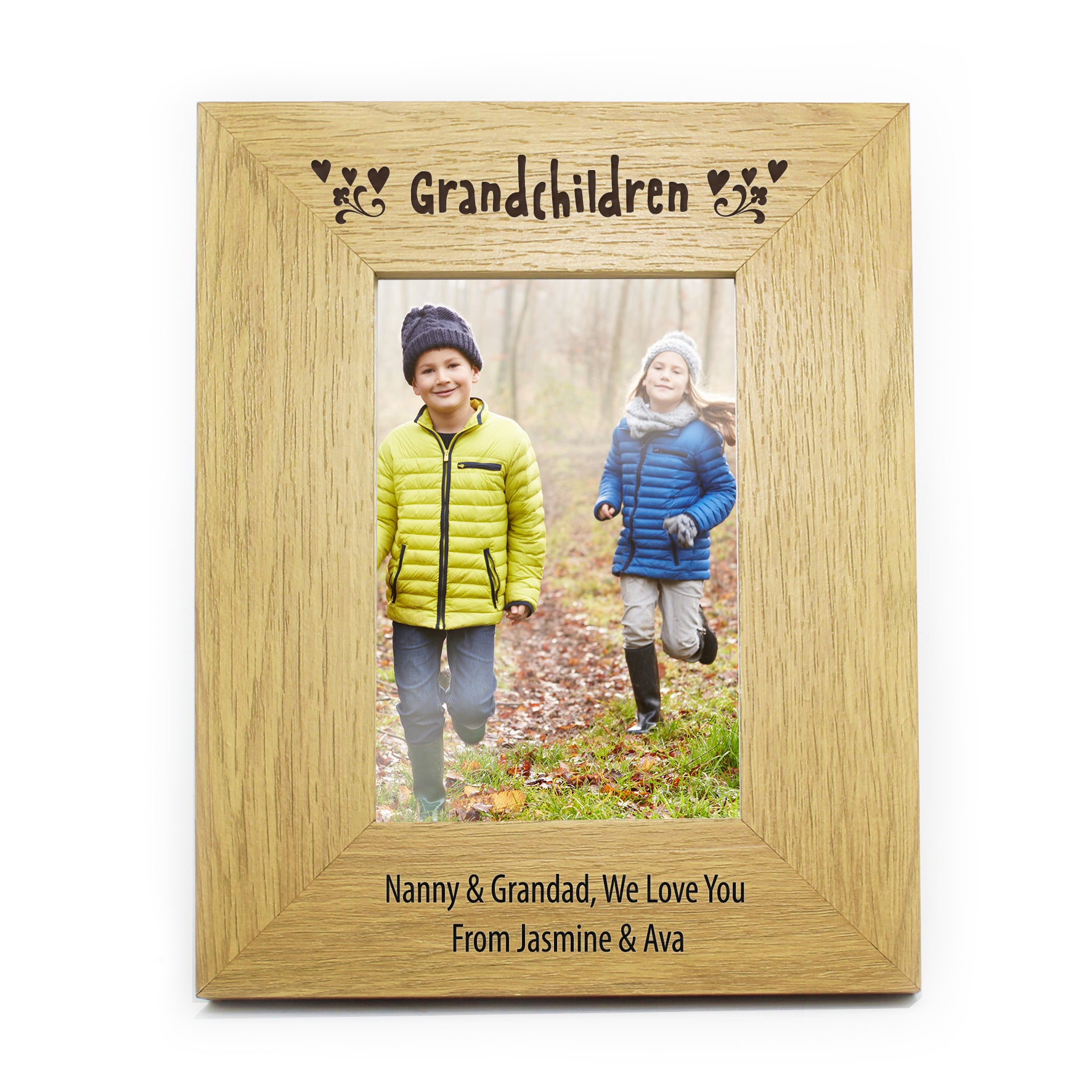 Personalised Oak Finish 6x4 Grandchildren Photo Frame - image 3