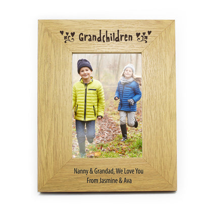 Personalised Oak Finish 6x4 Grandchildren Photo Frame - image 3