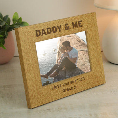 Personalised Oak Finish 6x4 Daddy & Me Photo Frame from Heartfelt Gifts
