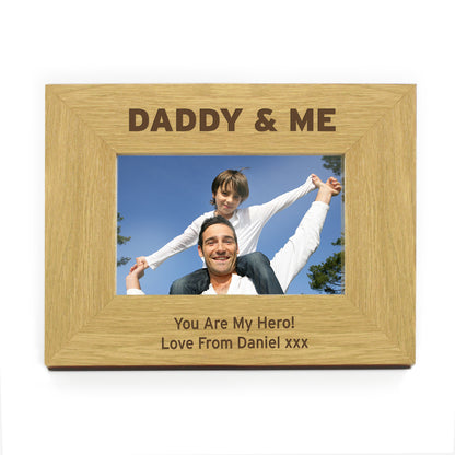 Personalised Oak Finish 6x4 Daddy & Me Photo Frame - image 4