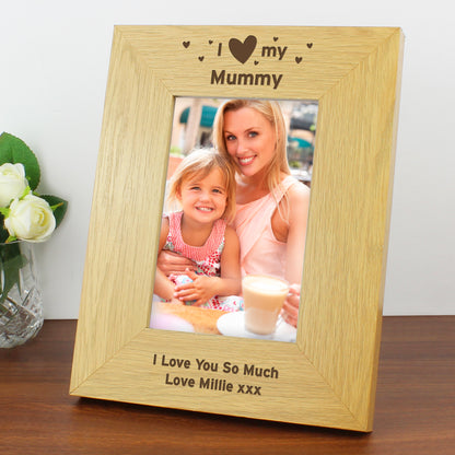 Personalised Oak Finish 6x4 I Heart My Photo Frame from Heartfelt Gifts