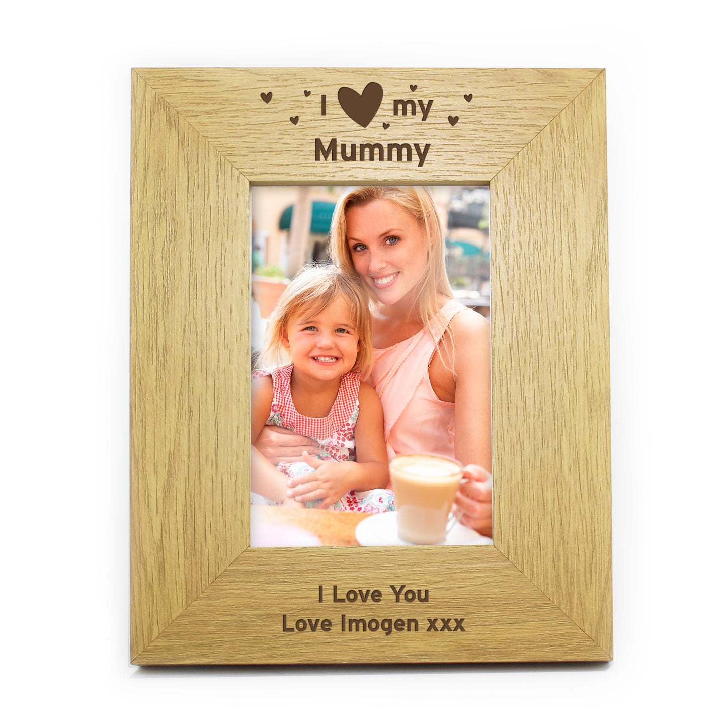 Personalised Oak Finish 6x4 I Heart My Photo Frame - image 2