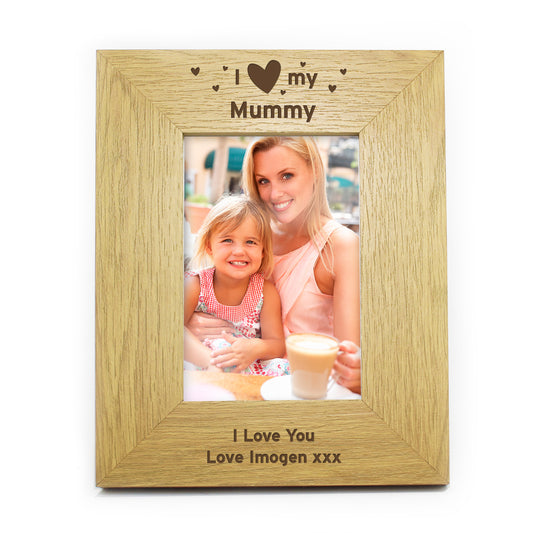 Personalised Oak Finish 6x4 I Heart My Photo Frame - image 2