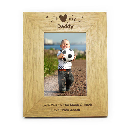 Personalised Oak Finish 6x4 I Heart My Photo Frame - image 4