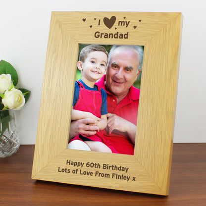 Personalised Oak Finish 6x4 I Heart My Photo Frame - image 5