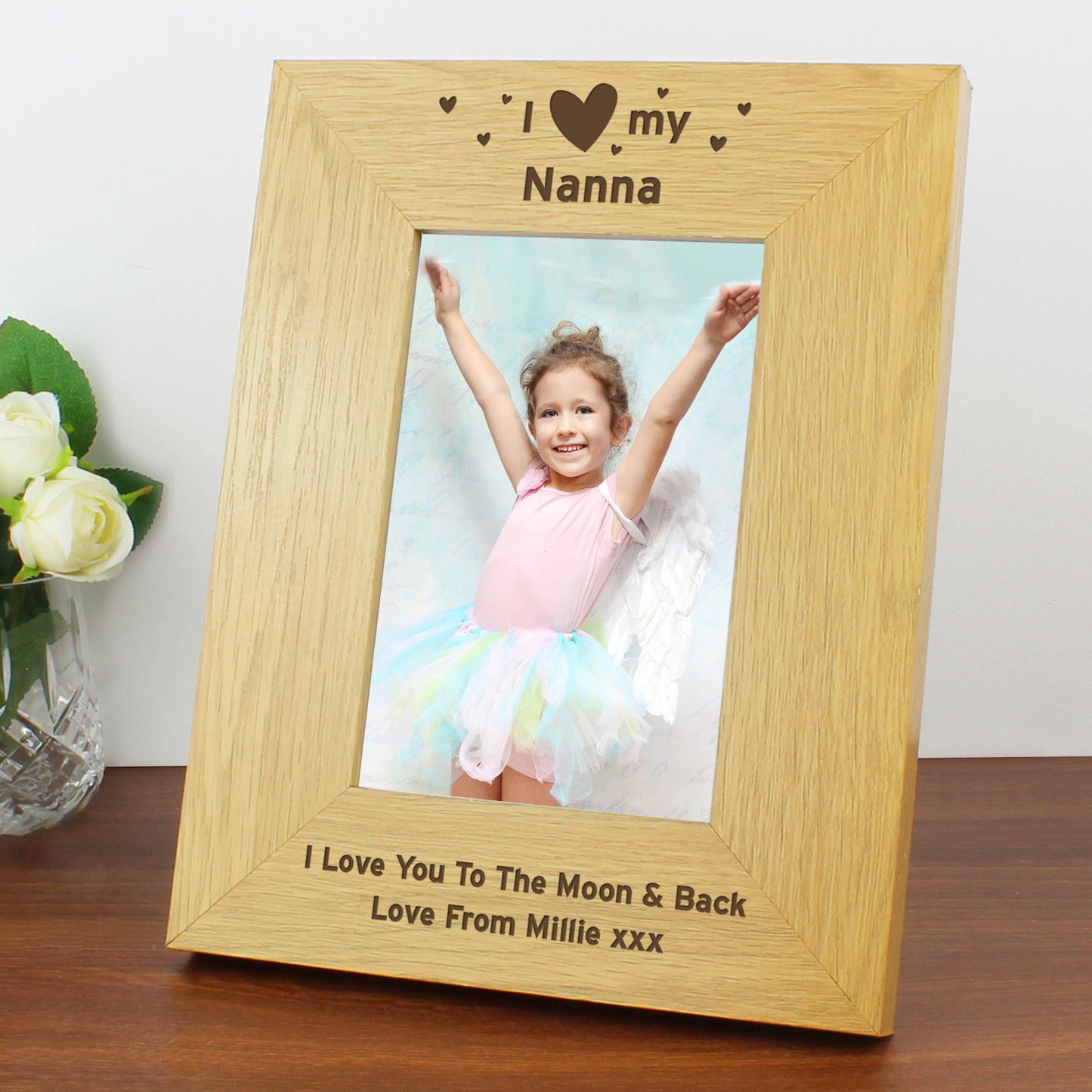 Personalised Oak Finish 6x4 I Heart My Photo Frame - image 6