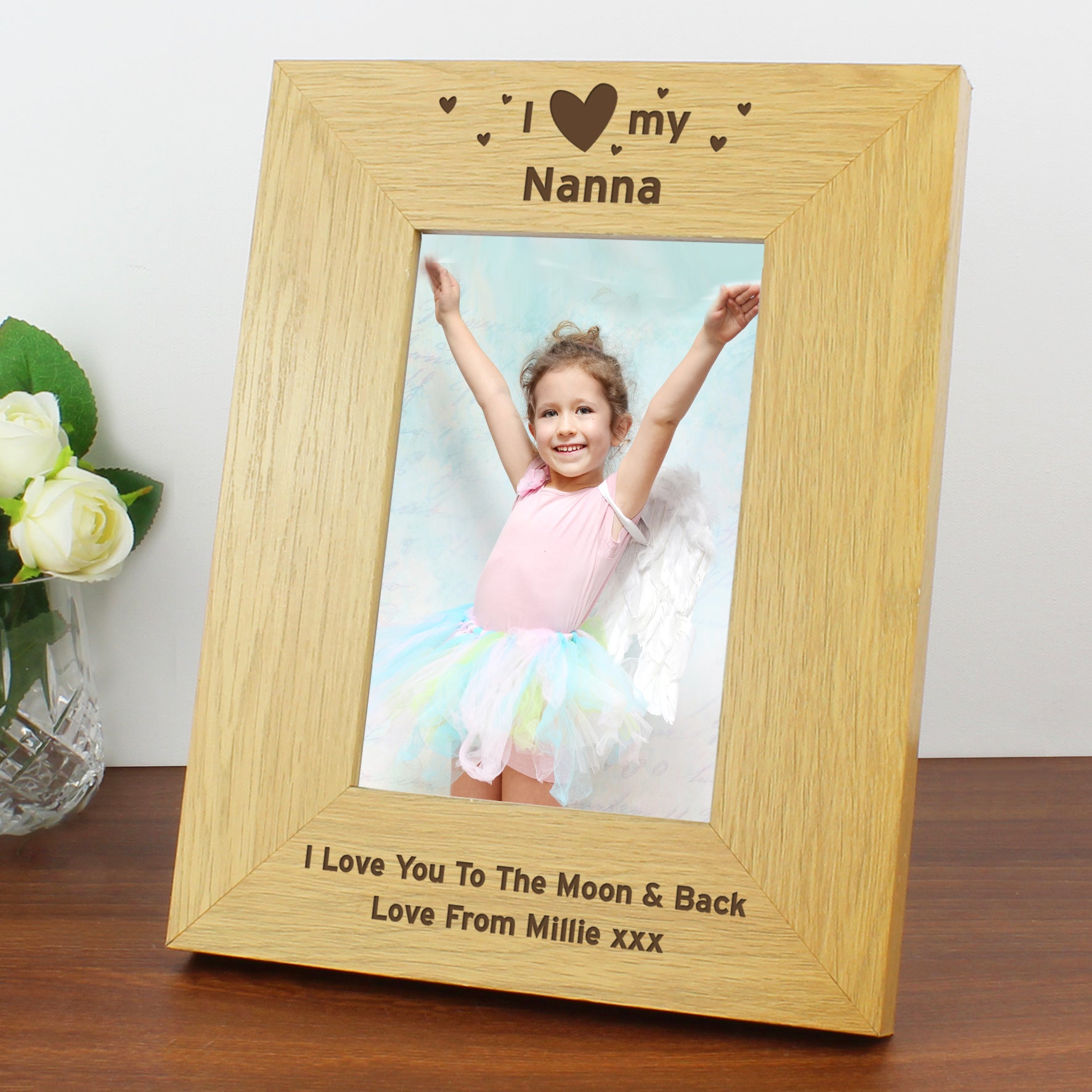 Personalised Oak Finish 6x4 I Heart My Photo Frame - image 6