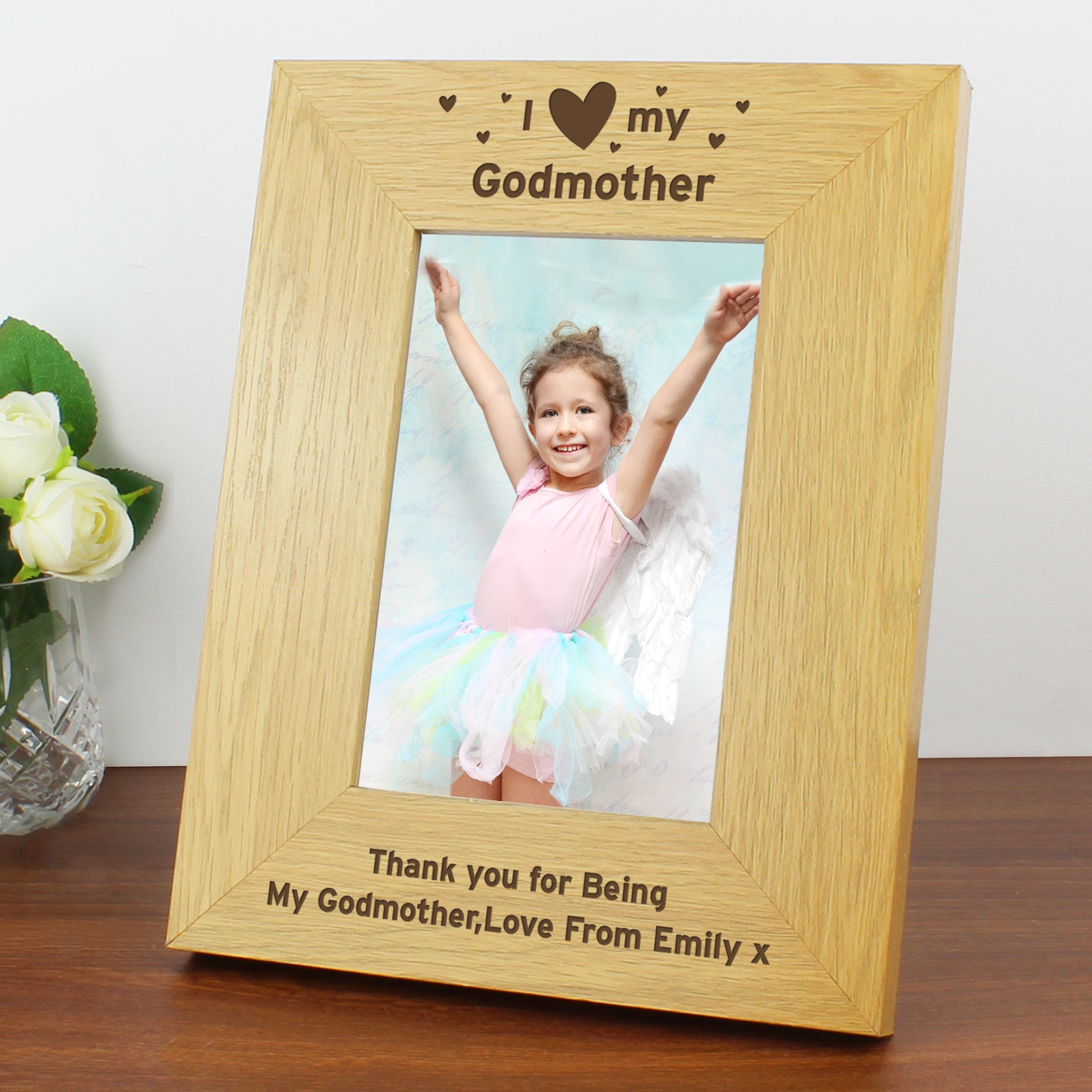 Personalised Oak Finish 6x4 I Heart My Photo Frame - image 7