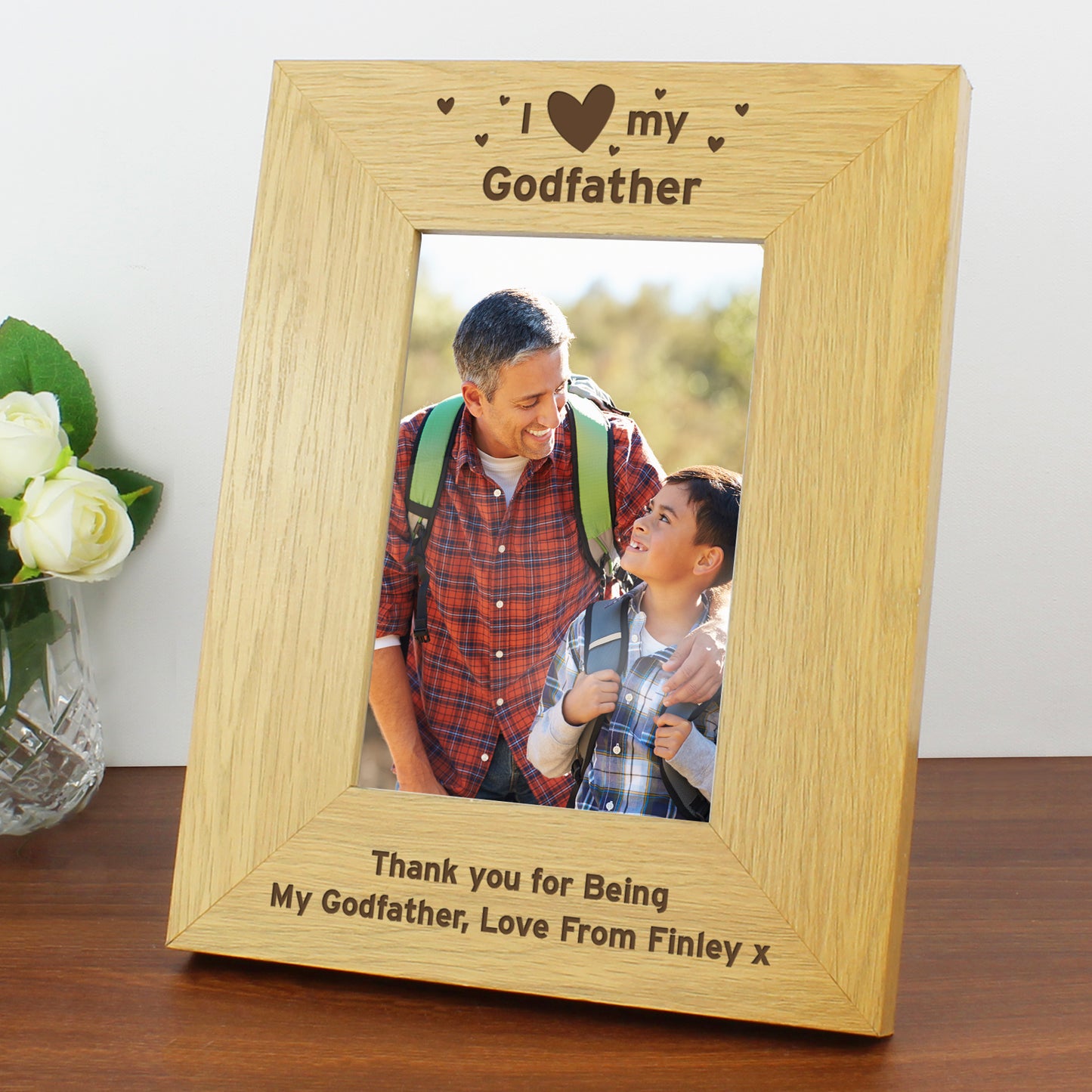 Personalised Oak Finish 6x4 I Heart My Photo Frame - image 8