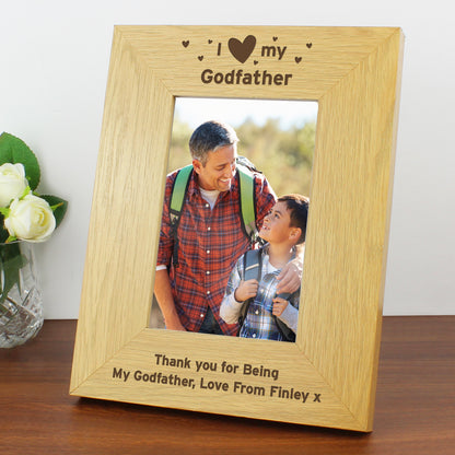 Personalised Oak Finish 6x4 I Heart My Photo Frame - image 8