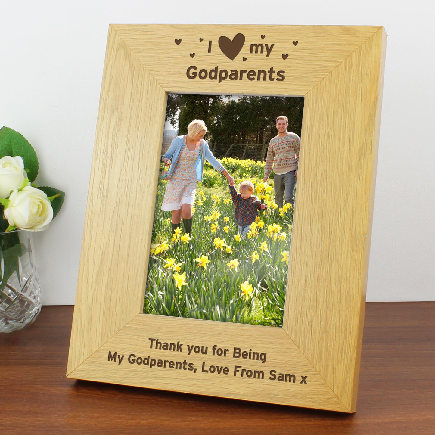 Personalised Oak Finish 6x4 I Heart My Photo Frame - image 9