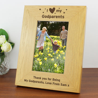 Personalised Oak Finish 6x4 I Heart My Photo Frame - image 9