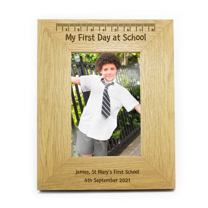 Personalised Oak Finish 6x4 My First Day At School Photo Frame - image 2