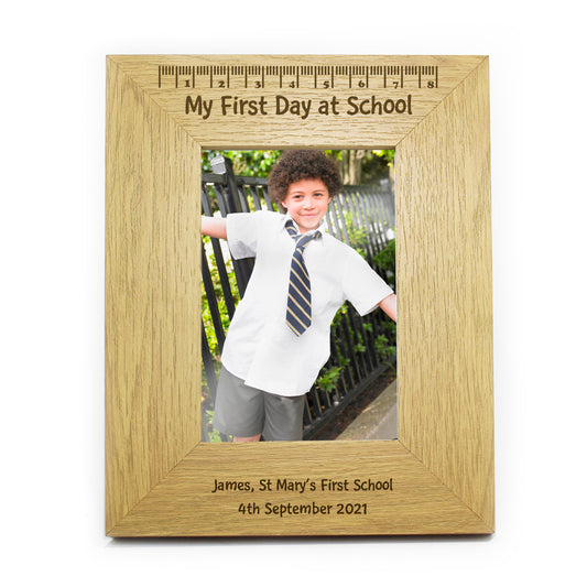 Personalised Oak Finish 6x4 My First Day At School Photo Frame - image 2