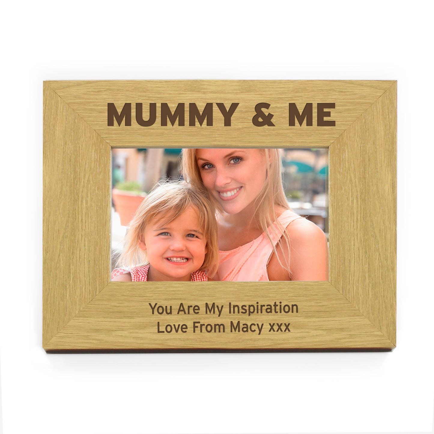 Personalised Oak Finish 6x4 Mummy & Me Photo Frame - image 4