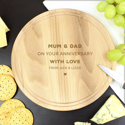 Personalised Heart Motif Round Chopping Board - image 3