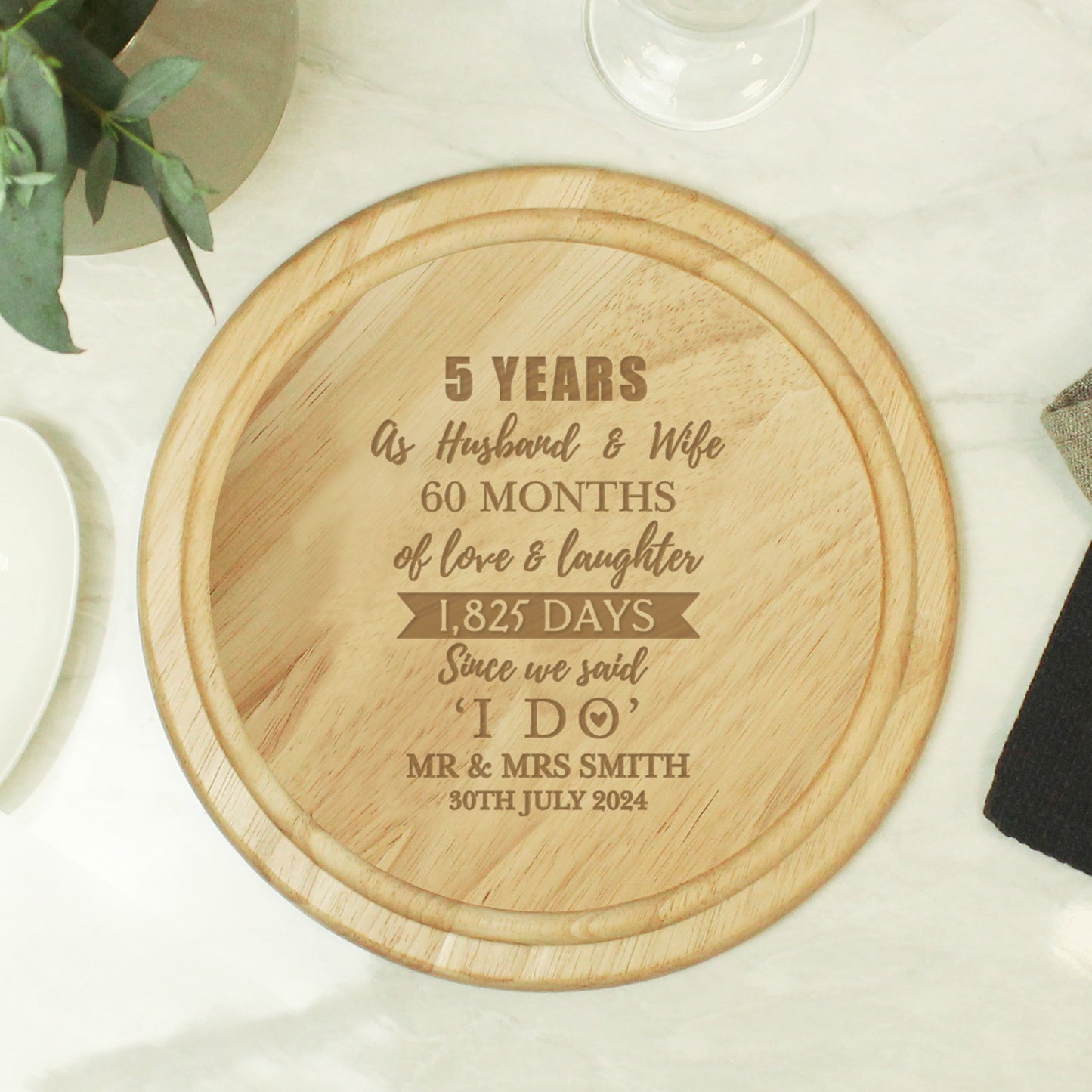 Personalised 5th Anniversary Heart Chopping Board - image 2