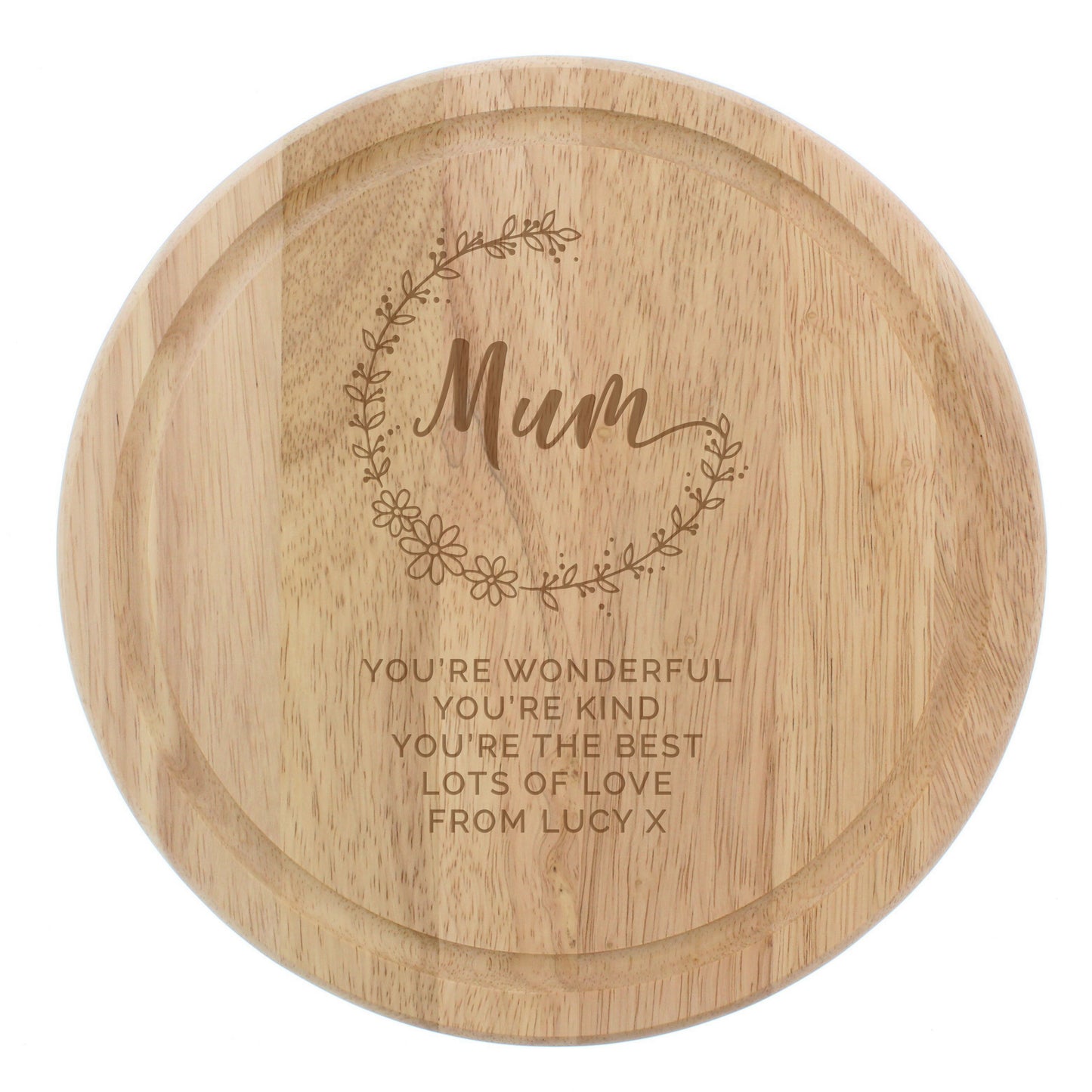 Personalised Mum Round Wooden Chopping Heart - image 2