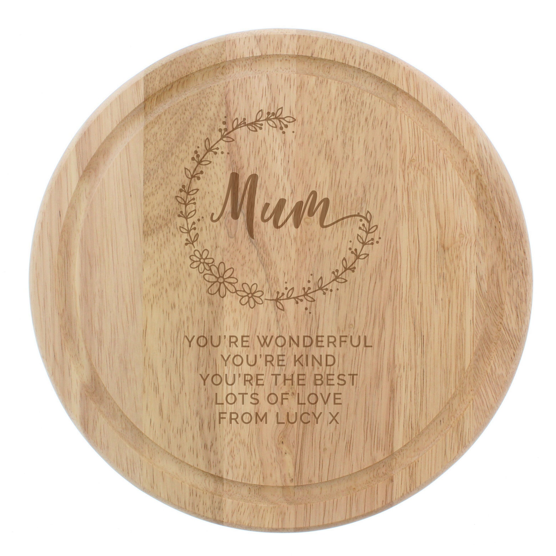 Personalised Mum Round Wooden Chopping Heart - image 2