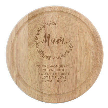Personalised Mum Round Wooden Chopping Heart - image 2