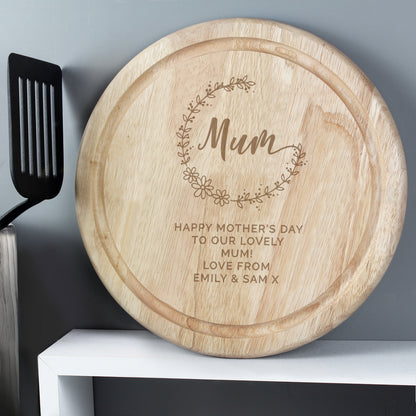 Personalised Mum Round Wooden Chopping Heart - image 3