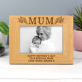 Personalised Floral Mum 6x4 Oak Finish Photo Frame from Heartfelt Gifts