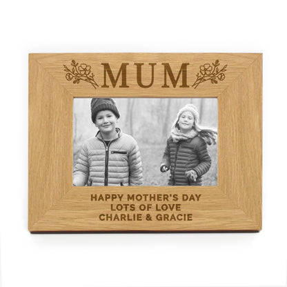 Personalised Floral Mum 6x4 Oak Finish Photo Frame - image 5