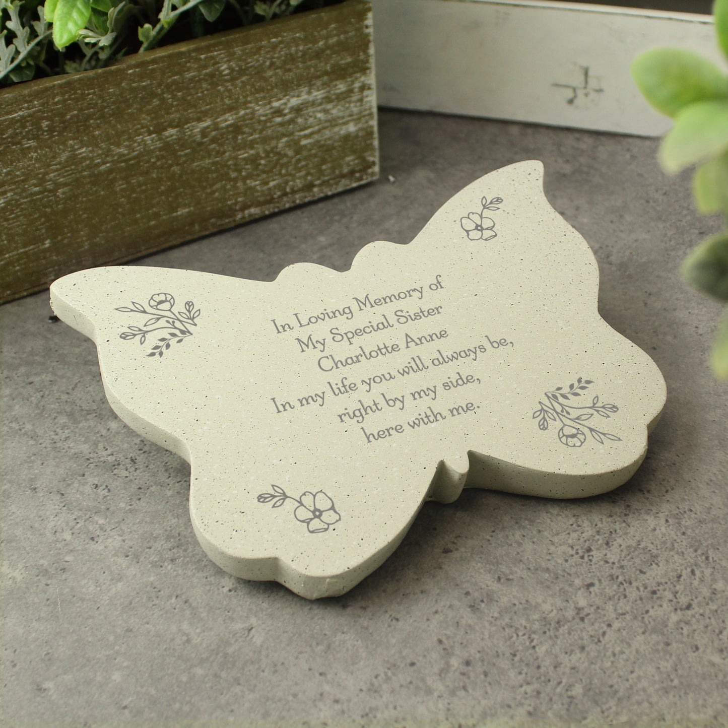 Personalised Floral Memorial Resin Butterfly from Heartfelt Gifts