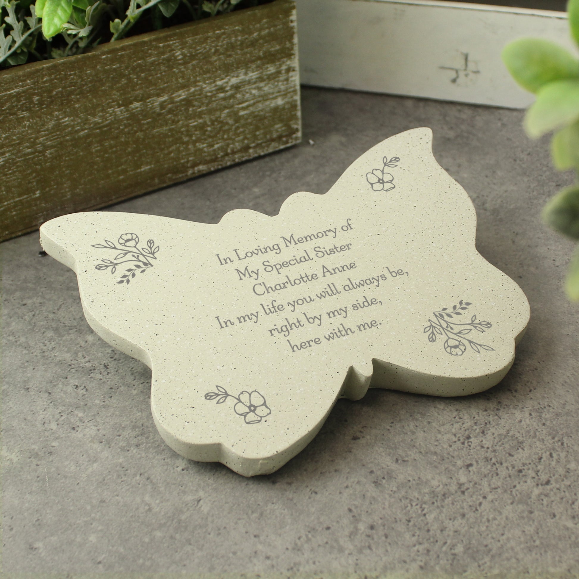 Personalised Floral Memorial Resin Butterfly from Heartfelt Gifts