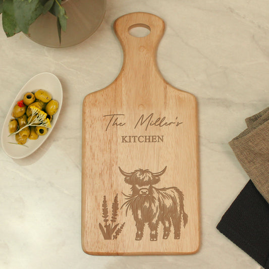 Personalised Highland Cow Paddle Chopping Board - image 2