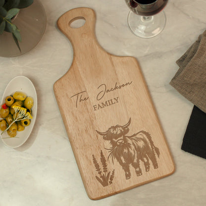 Personalised Highland Cow Paddle Chopping Board - image 3