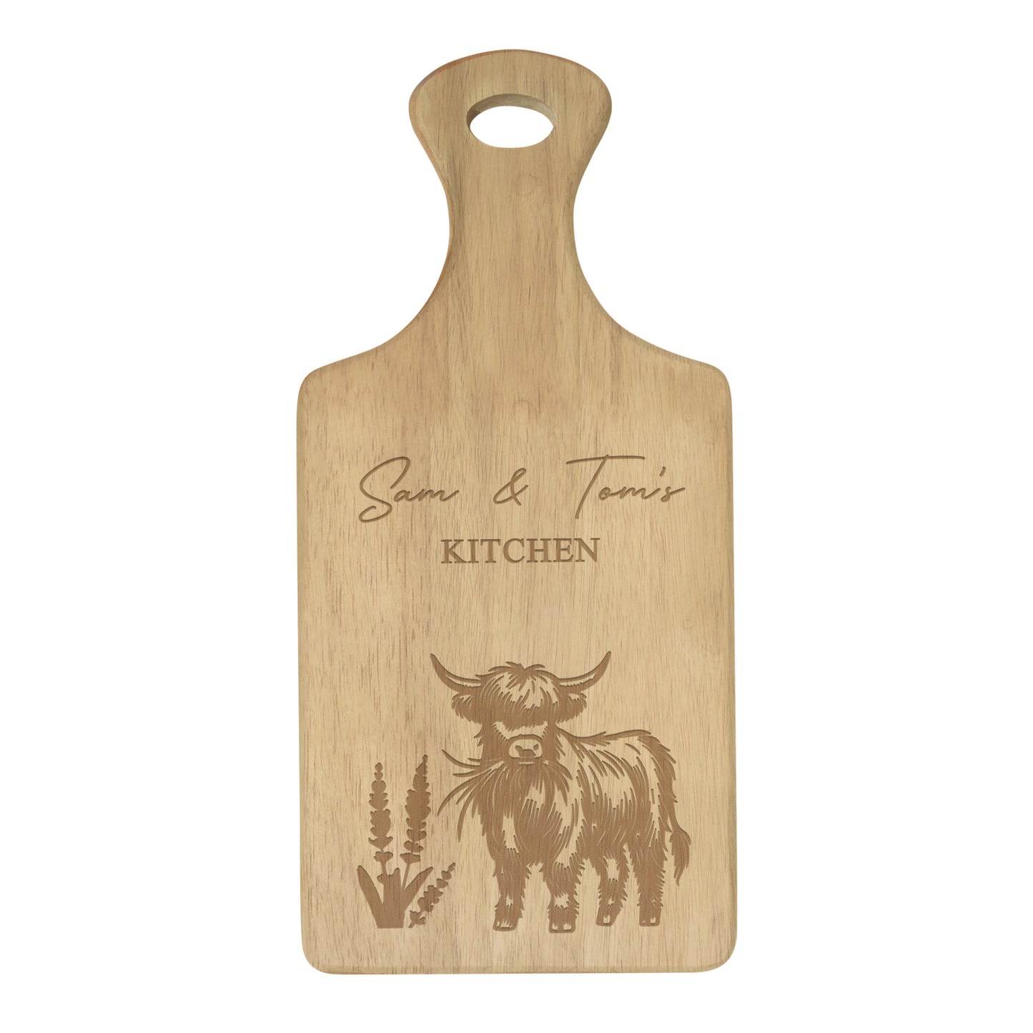 Personalised Highland Cow Paddle Chopping Board - image 4