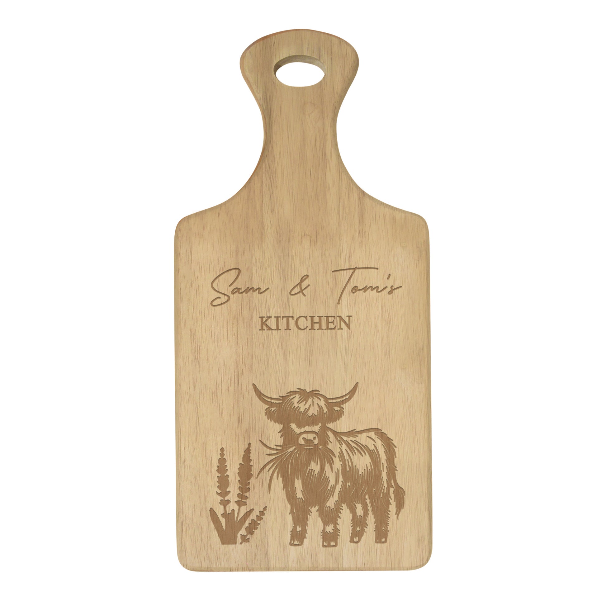 Personalised Highland Cow Paddle Chopping Board - image 4