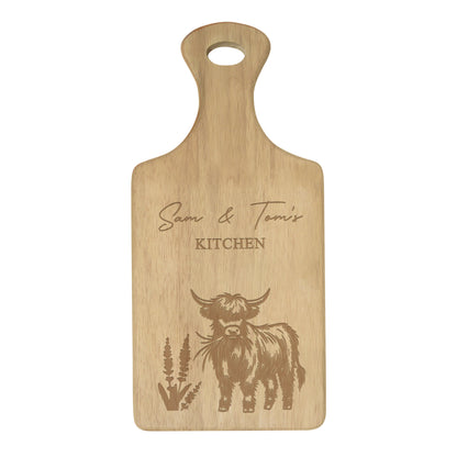 Personalised Highland Cow Paddle Chopping Board - image 4