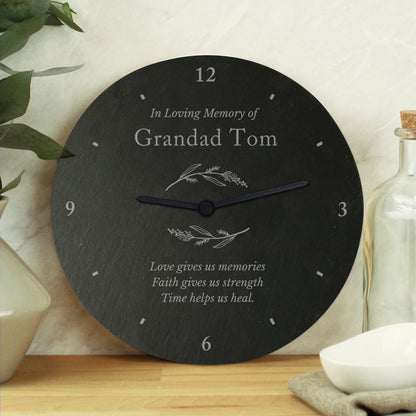 Personalised Free Text Botanical Slate Clock - image 4