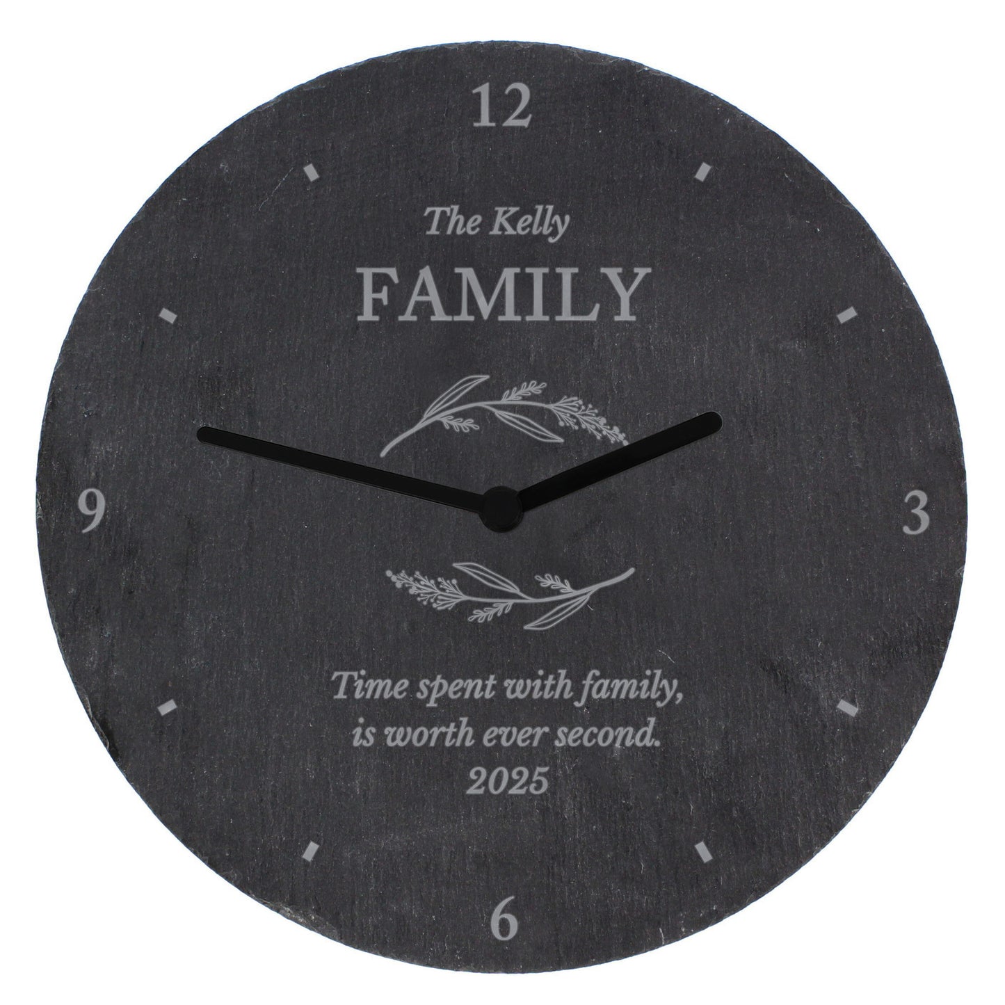 Personalised Free Text Botanical Slate Clock - image 5