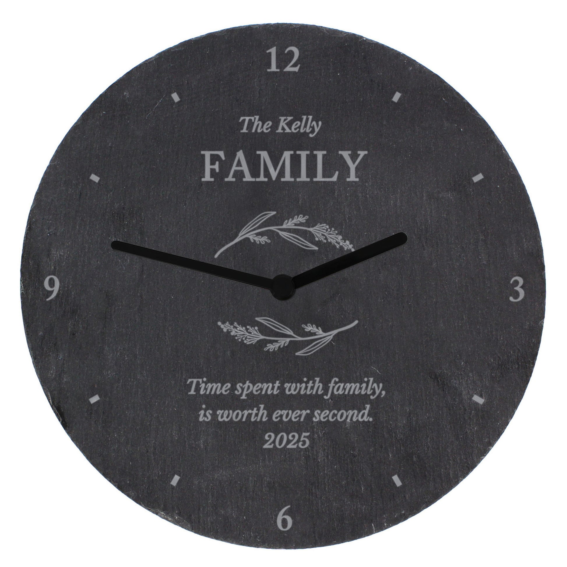 Personalised Free Text Botanical Slate Clock - image 5