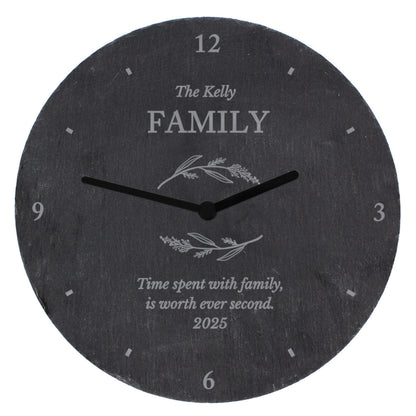 Personalised Free Text Botanical Slate Clock - image 5