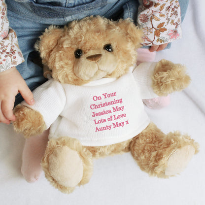 Personalised Message Teddy Bear - Pink - image 4
