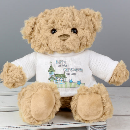 Personalised Blue Church Message Teddy Bear from Heartfelt Gifts
